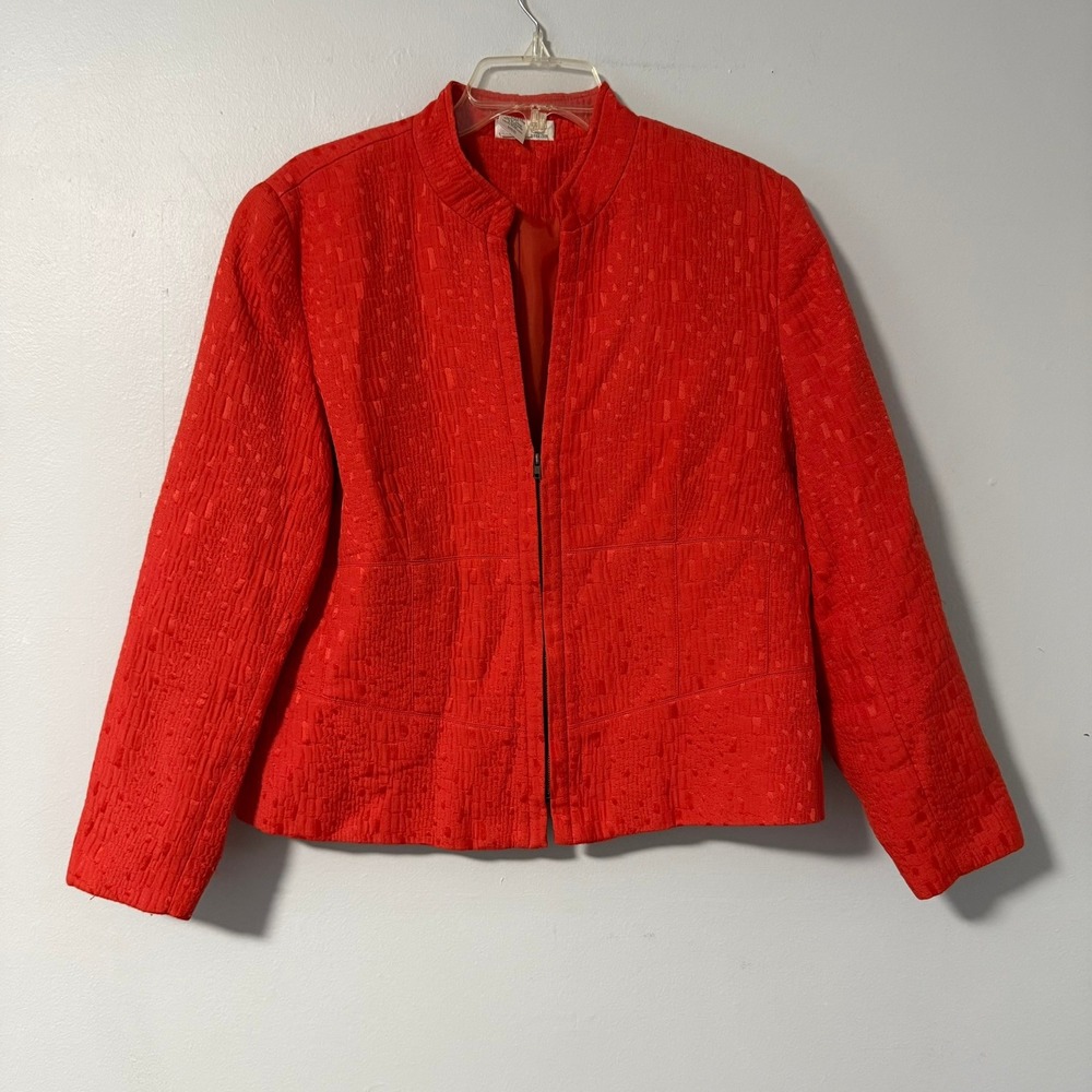 Coldwater Creek Textured Jacket Orange Zip Front‎ Women's Petite PL